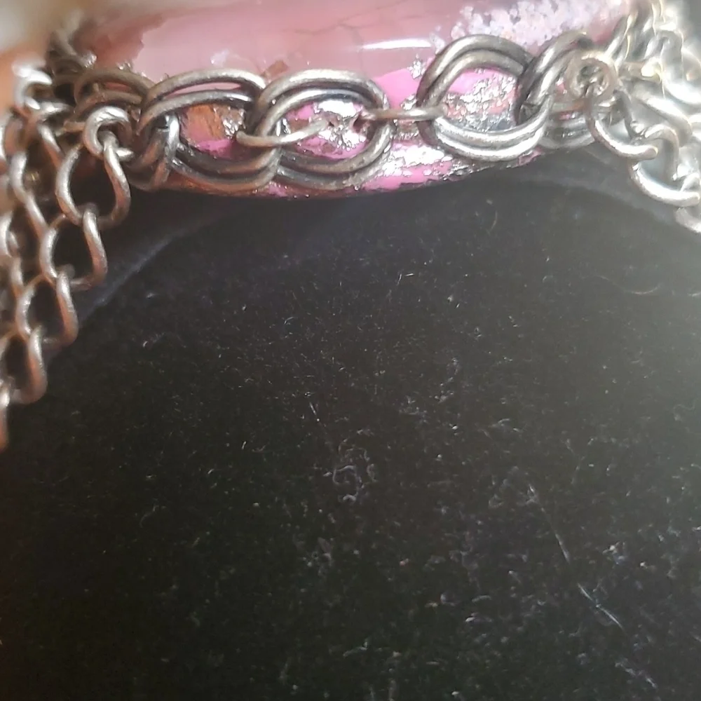 Rose Quartz Silver Stainless Steel Toggle Bracelet